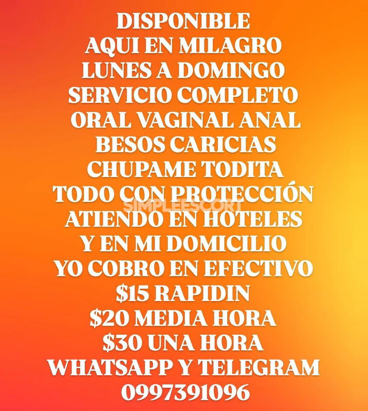 Prepagos 🇪🇨 Ecuatoriana en Milagro: 997391096 - PUTITA ARRECHA 